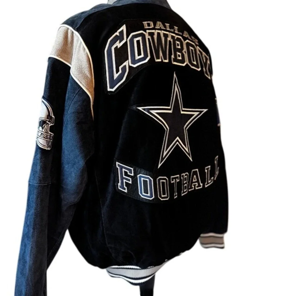 NFL Dallas COWBOYS Licensed Shell 100% LEATHER‎ Suede Varsity Jacket Mens S
